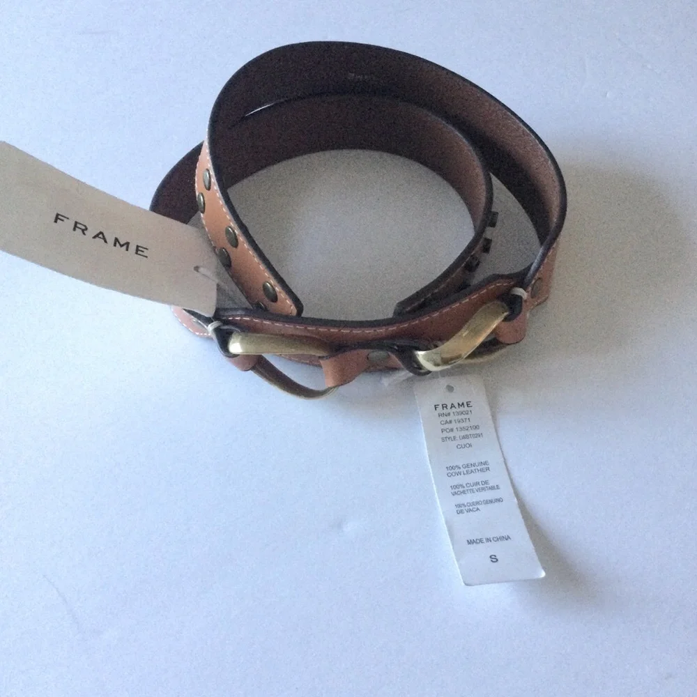 FRAME WOMENS LEATHER DOUBLE TWIST WAIST BELT IN CUOIO SIZE SMALL NWT